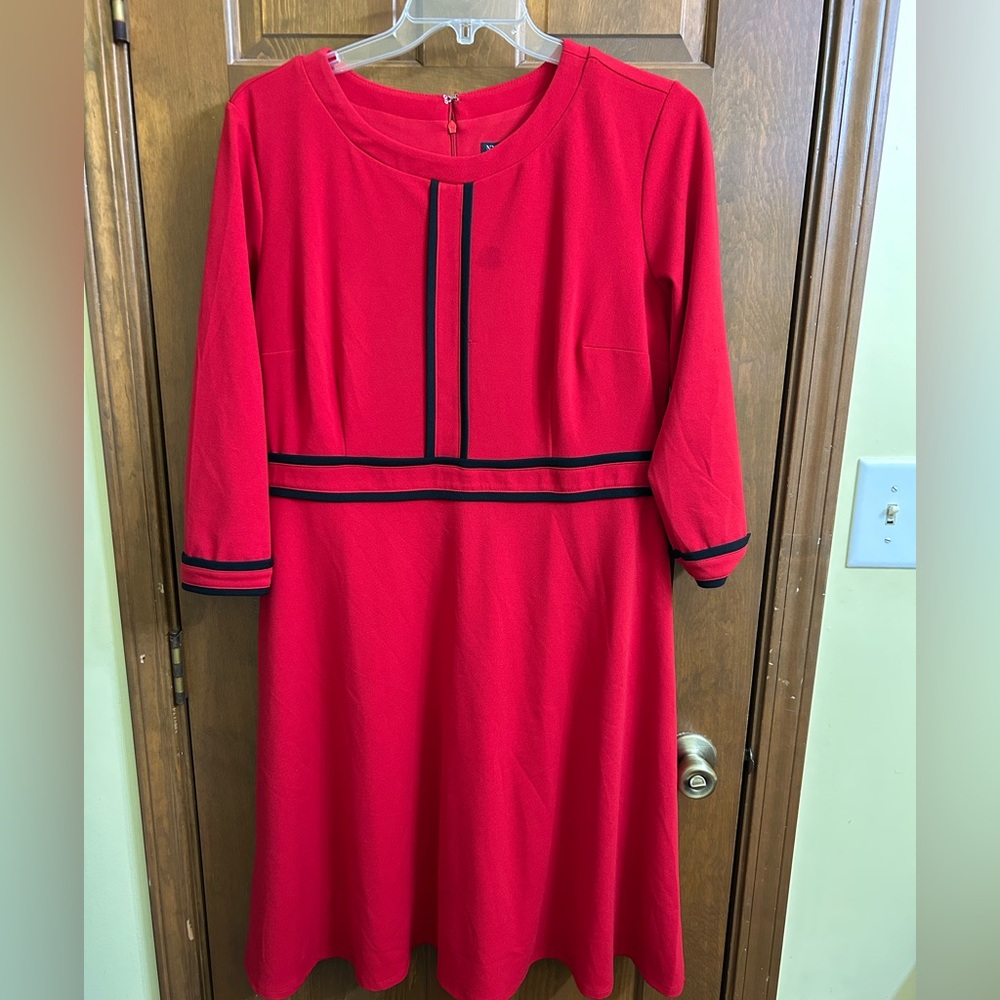New York & Company Red Dress with Black Trim